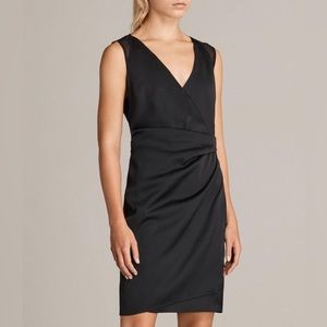 All saints NWT black sheath chiffon Anika wrap camisole women’s dress size 6